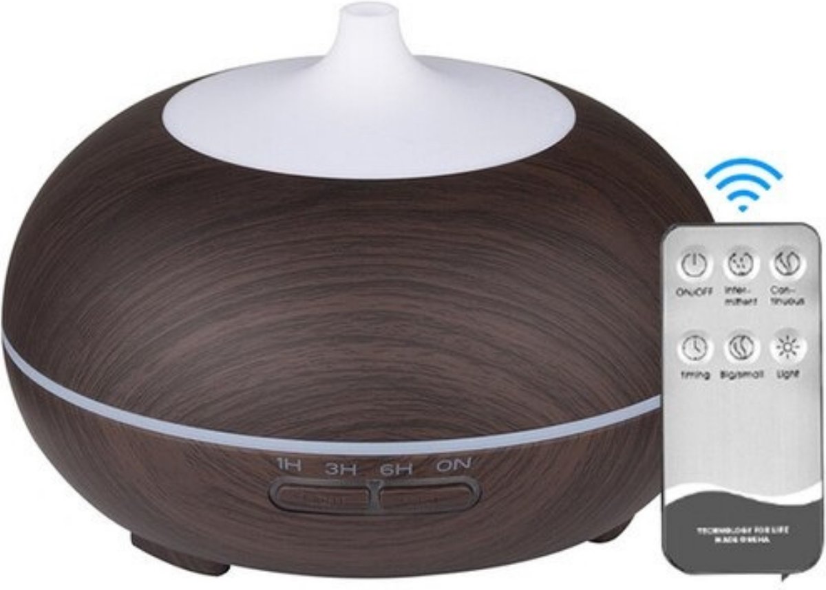 seanQ Aroma Diffuser - Luchtreiniger - Verdamper - Geurverspreider - Aromatherapie - Houtlook - Etherische Olie - Donker bruin