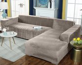 Velvet Bankhoes Hoekbank| Sofa cover | Meubelhoes | Bank hoes | Zetel hoes | Bank beschermer | 2+3zits | Champagne