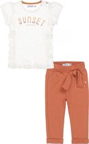 Dirkje - Ensemble de vêtements (2 pièces) - Pantalon de jogging marron avec ceinture - Chemise White avec imprimé - Taille 92