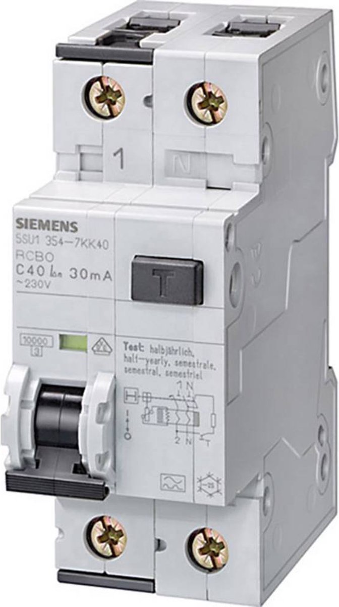 Siemens 5SU1354-6KK13 Aardlekschakelaar/zekeringautomaat 2-polig 13 A 0.03 A 230 V