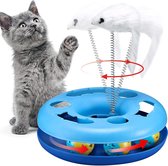 Xd Xtreme - Kattenspeelgoed - inclusief 2 katten theelepels - blauw - rond - interactief - multifunctioneel - speelmuis - kattenbal - kattenbaan - zintuig speelgoed - ultrasterk - speeltunnel - DIERENDAG