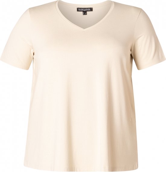 BASE LEVEL CURVY Alba T-Shirts - Light Beige - maat 2(50)