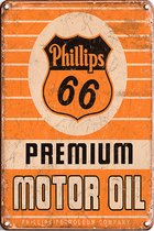 Signs-USA - Retro wandbord - metaal - Phillips 66 Motor Oil - 20 x 30 cm