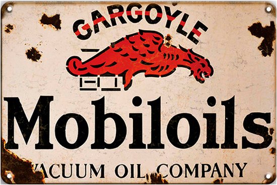 Signs-USA - Retro wandbord - metaal - Mobiloils - Gargoyle - 20 x 30 cm