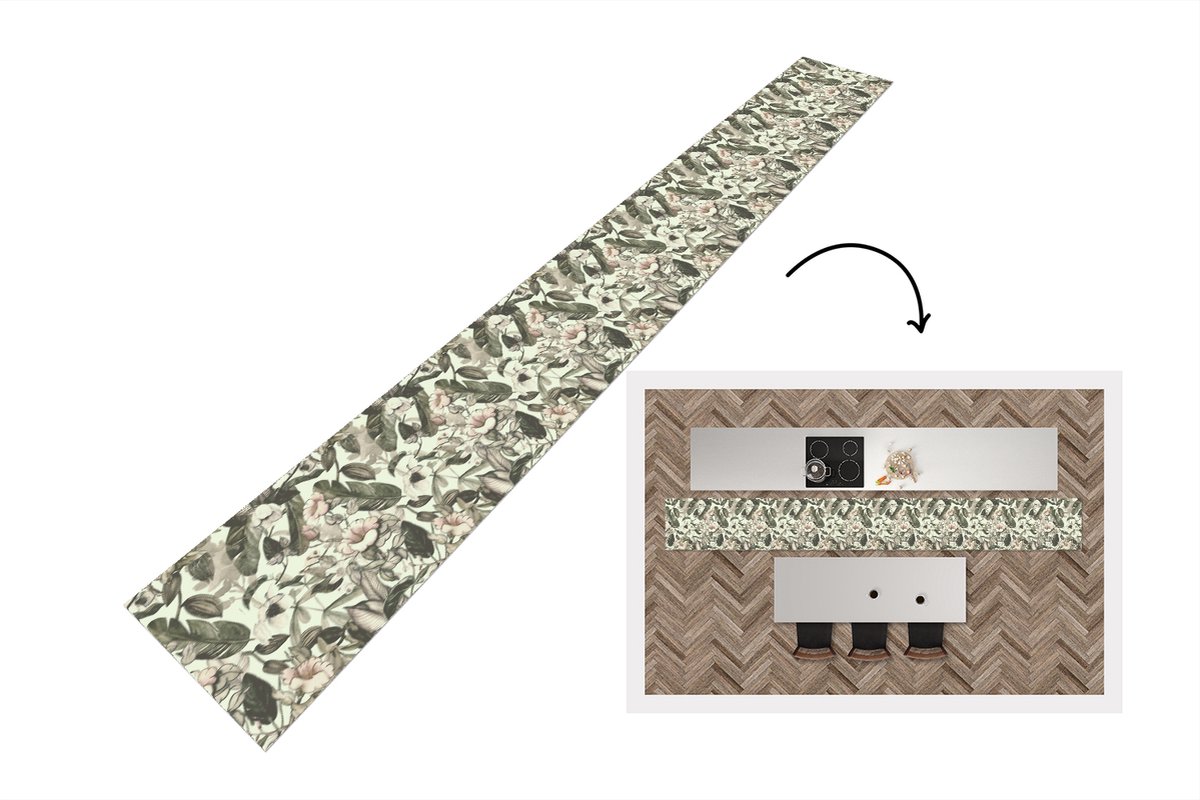 KitchenYeah Keukenloper - Keukenmat - Bloemen - Bladeren - Vintage - Patronen - 480x60 cm - Keuken vloerkleed Multicolor