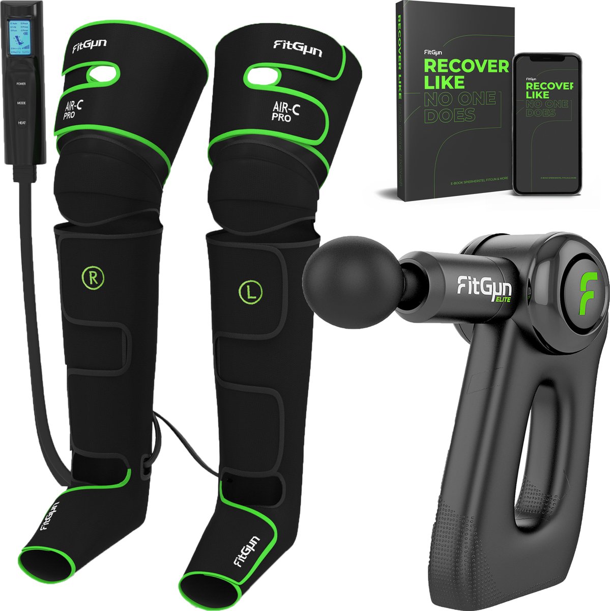 FitGun AirC Pro + FitGun Elite Spierherstel bundel Beenmassage