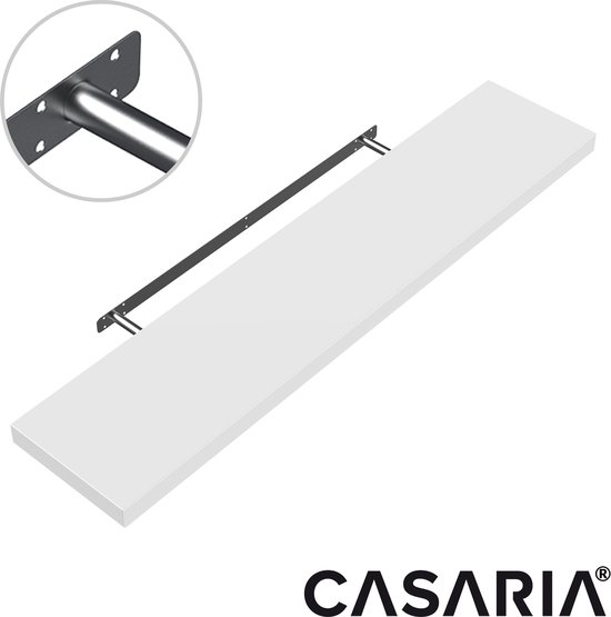 Casaria Wandplank Zwevend - 90 cm 15kg Belastbaar - Mat Wit