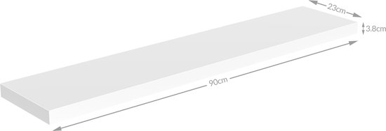 Casaria Wandplank Zwevend - 90 cm 15kg Belastbaar - Mat Wit