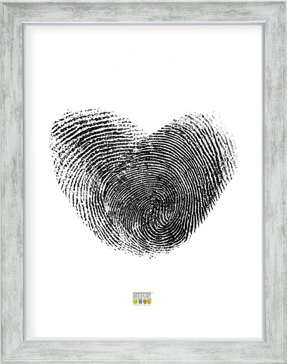 Deknudt Frames fotolijst S46EE1 - wit met zilver biesje - 30x45 cm