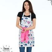 Tulipa Keukenschort met roze Handdoek | Bakery | Kookschort - 55 x 75cm | Handdoek - 30 x 50 | Keukenschort dames | Keukenschort voor vrouwen | Katoen