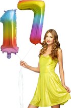 Regenboog cijfer Ballon 17 helium gevuld.