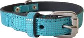ALOKÉ Hondenhalsband / Halsband (01588CELL) - Leder - Shiny Blue - S - Nekomvang: 24,5 - 30 cm (GELIEVE ALVORENS BESTELLEN OPMETEN)