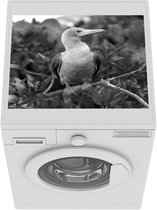 Wasmachine beschermer mat - Roodpootgent bovenin een struik - zwart wit - Breedte 55 cm x hoogte 45 cm