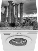 Wasmachine beschermer mat - Tempel van Artemis onder dreigende lucht - zwart wit - Breedte 60 cm x hoogte 60 cm