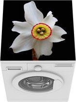 Wasmachine beschermer mat - Witte narcis op zwart - Breedte 60 cm x hoogte 60 cm