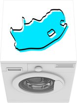 Wasmachine beschermer mat - Illustratie van Zuid-Afrika in het blauw met een zwarte rand - Breedte 60 cm x hoogte 60 cm