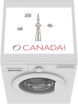 Wasmachine beschermer mat - Illustratie met bladeren en de CN toren in Toronto - Breedte 55 cm x hoogte 45 cm