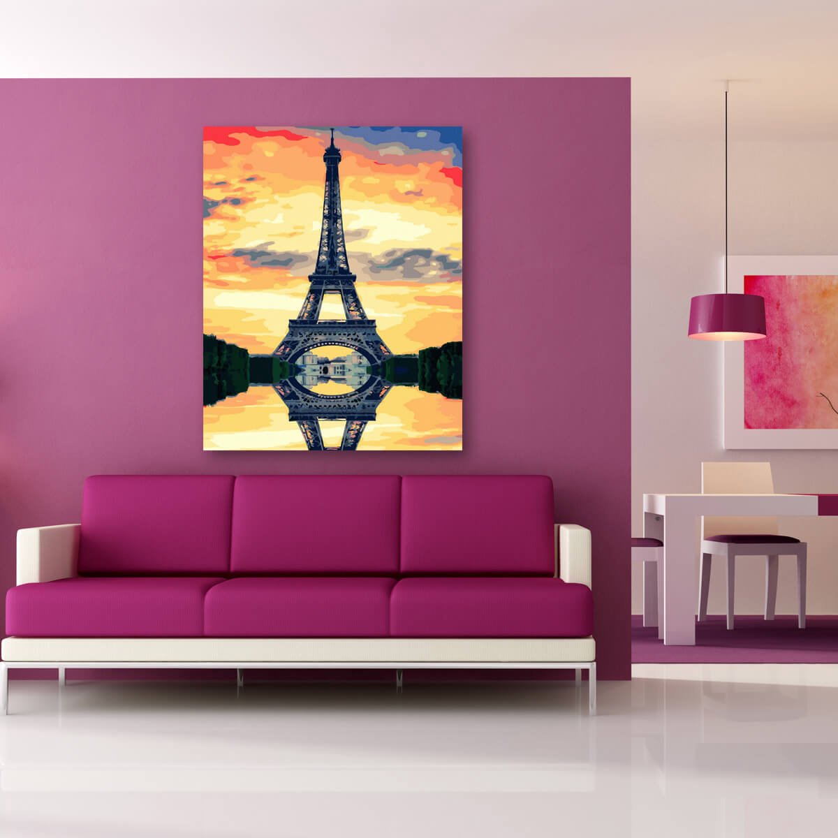 Schilderen Op Nummer Volwassenen DIY Paint By Number Compleet Hobby Pakket op Frame met Vernis - ®Arty Bee - Eiffeltower 40x50cm — afbeelding 3