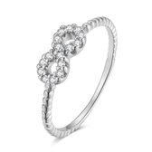 Twice As Nice Ring in zilver, infinity met zirkonia, getorste ring  50