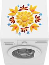 Wasmachine beschermer mat - Bloemen kunst - Breedte 60 cm x hoogte 60 cm