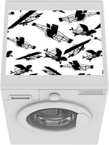 Wasmachine beschermer mat - Patronen - Vliegtuig - Zwart - Wit - Breedte 55 cm x hoogte 45 cm