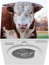 Wasmachine beschermer mat - Een bruine met witte stier - Breedte 60 cm x hoogte 60 cm