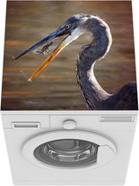 Wasmachine beschermer mat - Reiger met een prooi - Breedte 60 cm x hoogte 60 cm