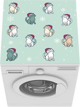 Wasmachine beschermer mat - Kinderillustratie kerst katten - Breedte 60 cm x hoogte 60 cm