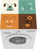 Wasmachine beschermer mat - Illustratie met symbolen van honden en katten - Breedte 60 cm x hoogte 60 cm