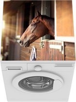 Wasmachine beschermer mat - Paard - Stal - Zon - Breedte 60 cm x hoogte 60 cm