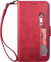 Portemonnee rood wallet book-case rits hoesje Telefoonhoesje geschikt voor Samsung Galaxy A53