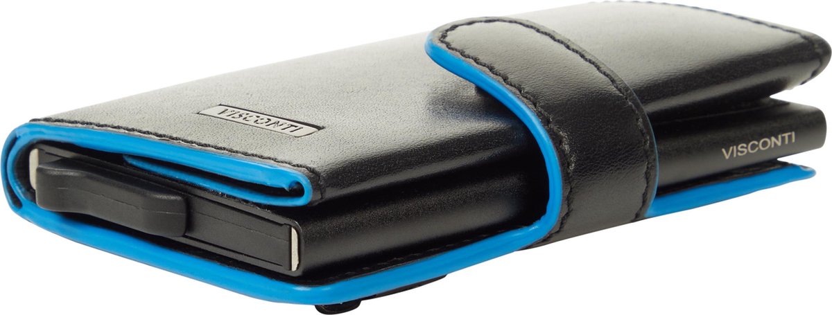 Visconti Leren Pasjeshouder - Kaarthouder voor mannen en vrouwen - Portemonnee RFID - Zwart (ALP97 Blk)