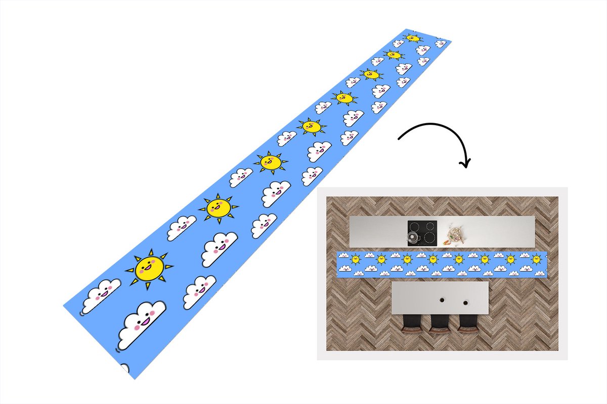 KitchenYeah Keukenloper - Keukenmat - Kawaii - Patronen - Zon - Kinderen - Keuken vloerkleed multicolor, foto 2