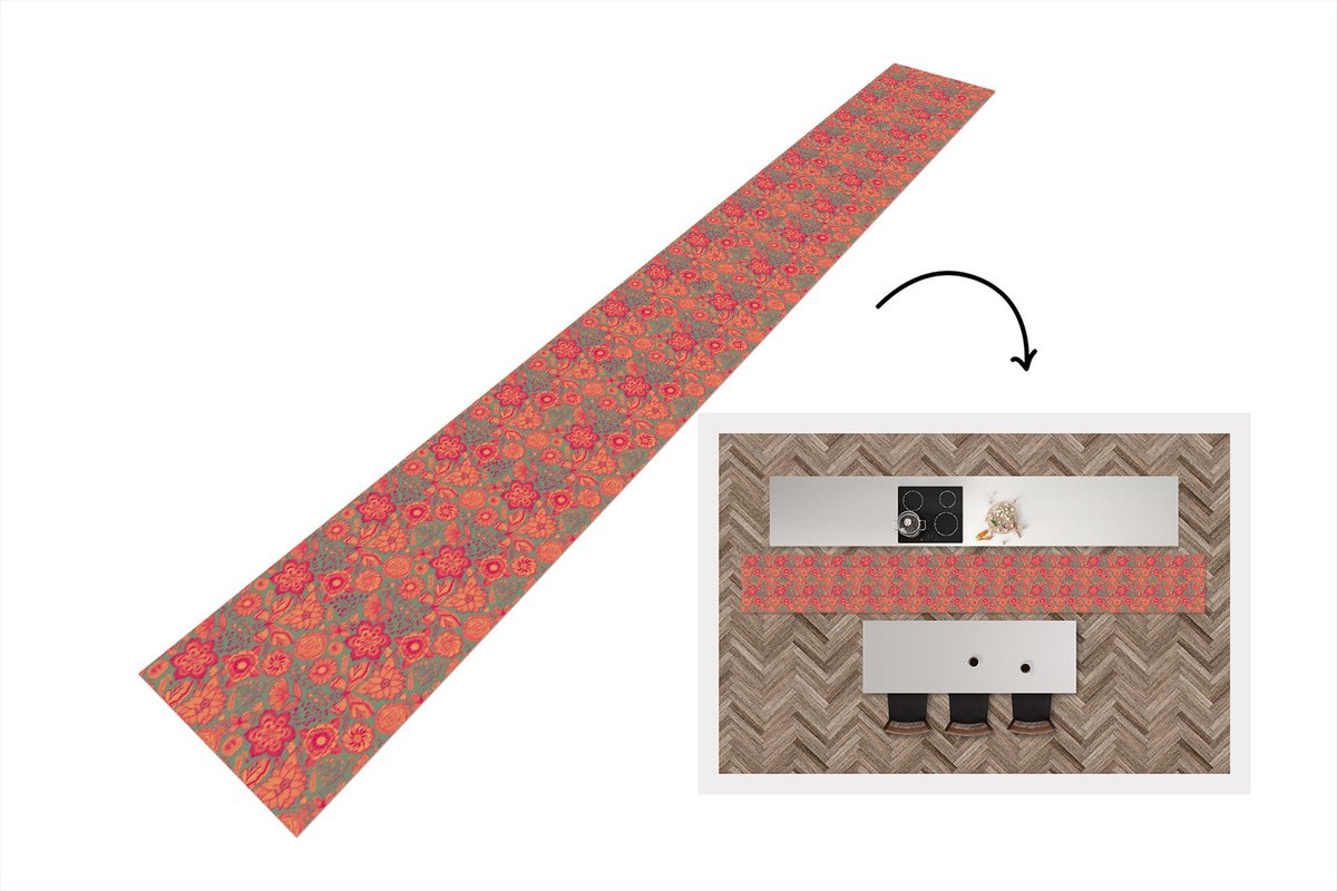 Keukenloper - Keukenmat - Vlinders - Patronen - Lente - Bohemian - 400x50 cm - Keuken vloe