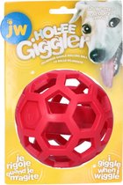 JW Hol-ee giggler hondenbal - Hondenspeeltje - Hondenspeelgoed - Met geluiden - 11,5cm diameter - Rood