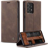 Caseme - Samsung Galaxy A73 Retro - Wallet Hoesje - Opbergpasjes 3 - Coffee