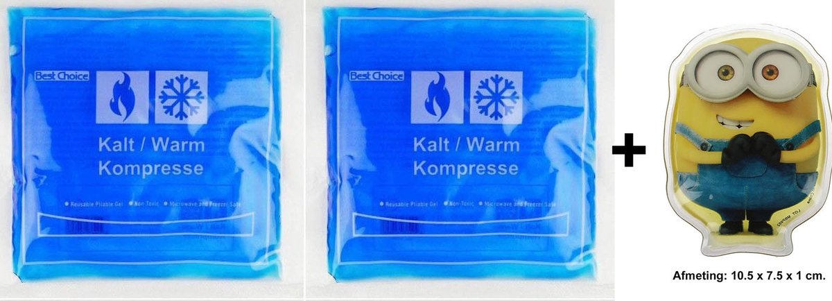 Goedkoopste Cold/Hotpack - 14 x 13 cm - voordeelset - 2 stuks Minion mini coldpack!