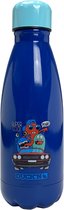 RVS thermosfles - blauw - auto super cool - 350 ml - waterfles - drinkfles - sport