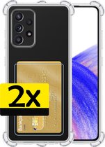 Samsung A33 Hoesje Met Pasjeshouder - Samsung Galaxy A33 Pasjeshouder Card Case Transparant - Samsung A33 Shock Case Pashouder Transparant - 2 Stuks