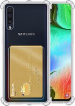 Samsung A70 Hoesje Met Pasjeshouder - Samsung Galaxy A70 Pasjeshouder Card Case Transparant - Samsung A70 Shock Case Pashouder - Transparant