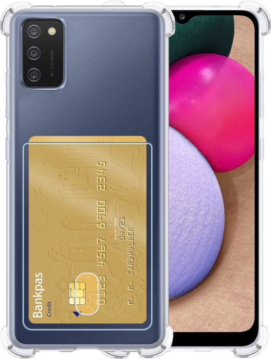 Coque transparente avec porte-cartes pour Samsung A03s.