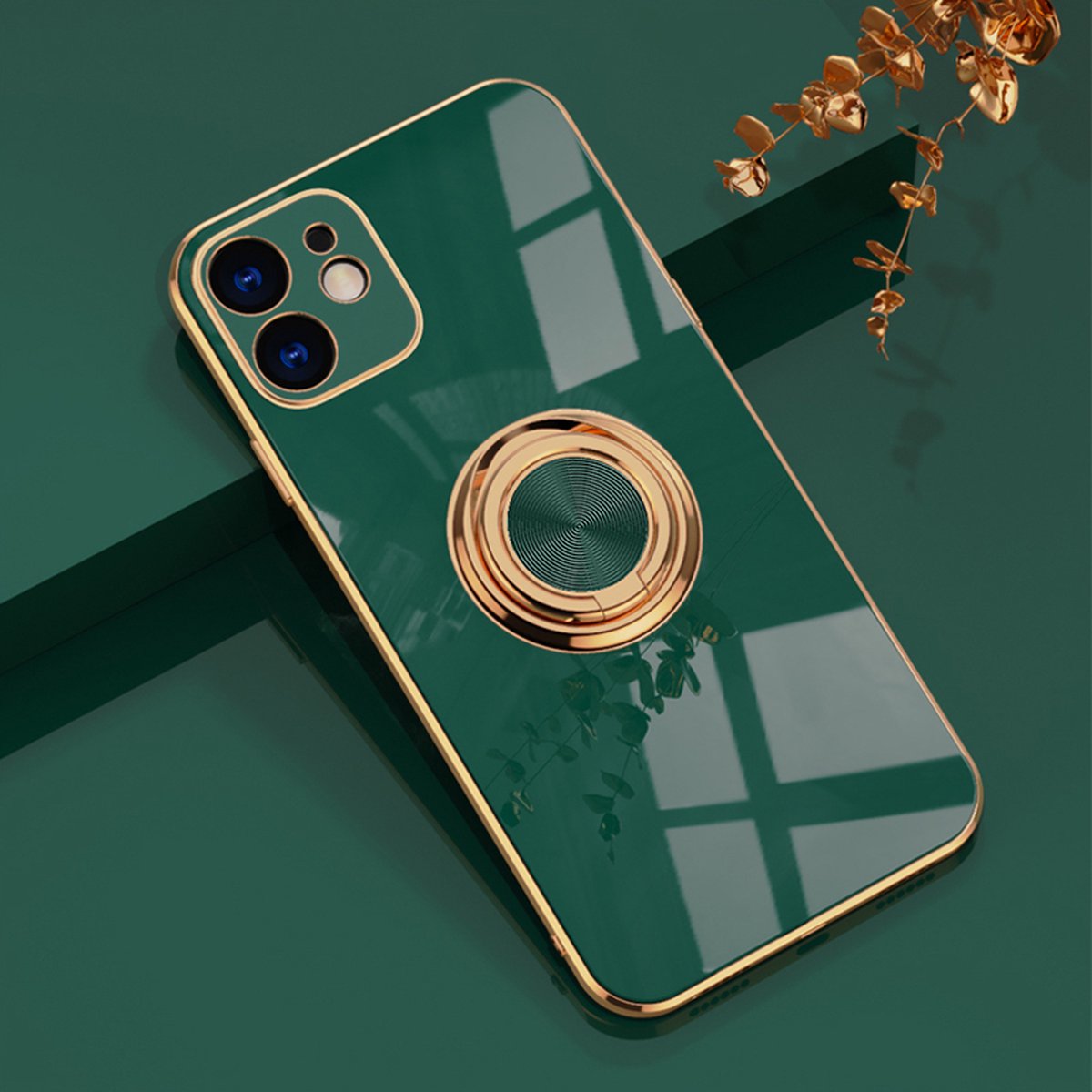 UrbanGoods - Telefoon hoesje - Donker Groen - Geschikt voor Iphone 12 - Luxe uitstraling - Siliconen hoesje - Ultralicht
