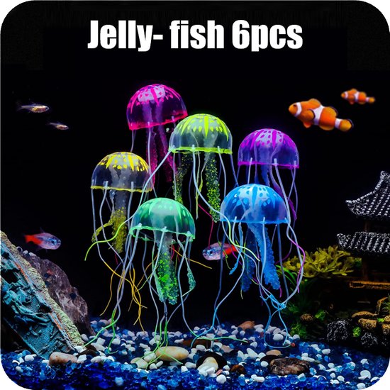 Fish Star Glowing Jellyfish Décoration Aquarium 6 Pièces |