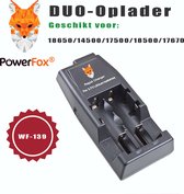 PowerFox® | DUO batterijen oplader WF-139 geschikt voor 18650/14500/17500/18500/17670 oplaadbare batterijen