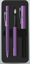 Faber-Castell Grip Glam - set d'écriture stylo à bille et stylo plume - dans coffret cadeau - couleur violet - FC-201534