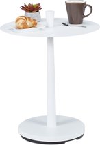 Relaxdays table d'appoint métal - table basse ronde - table de salon - acier & bois