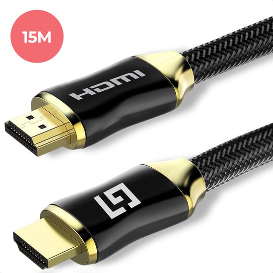 LifeGoods HDMI Kabel 2.0 Gold Plated - 15M - Extra Lang - 18GBPS - Tot 4K  (60 Hz) -... | bol.com