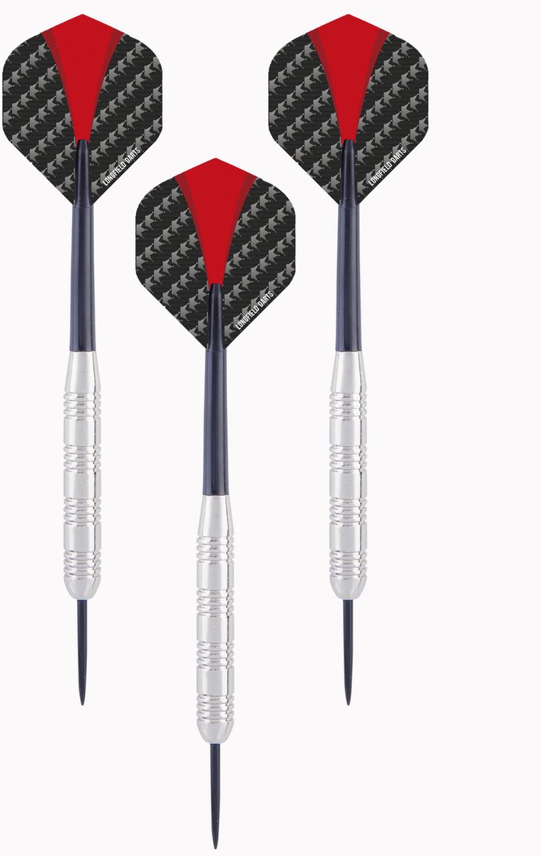 2x Set van 3 dartpijlen Longfield darts nickel silver 24 grams - Darten/darts sport artikelen pijltjes nickel silver - Kinderen/volwassenen