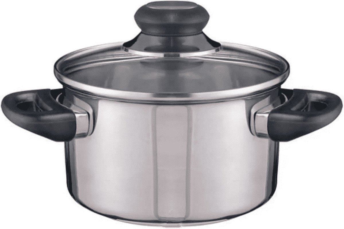 RVS kookpannetje / pan met glazen deksel 16 cm - kookpannen - Koken - Keukengerei