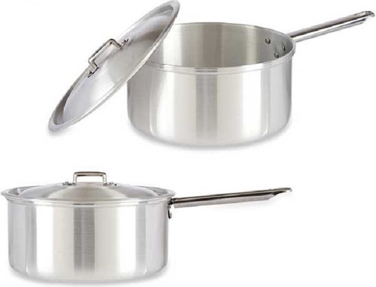 Casserole/saucière/saucière couleur argent 41 x 24 x 12 cm en aluminium de 4 litres - Avec couvercle pratique - Casseroles de cuisson